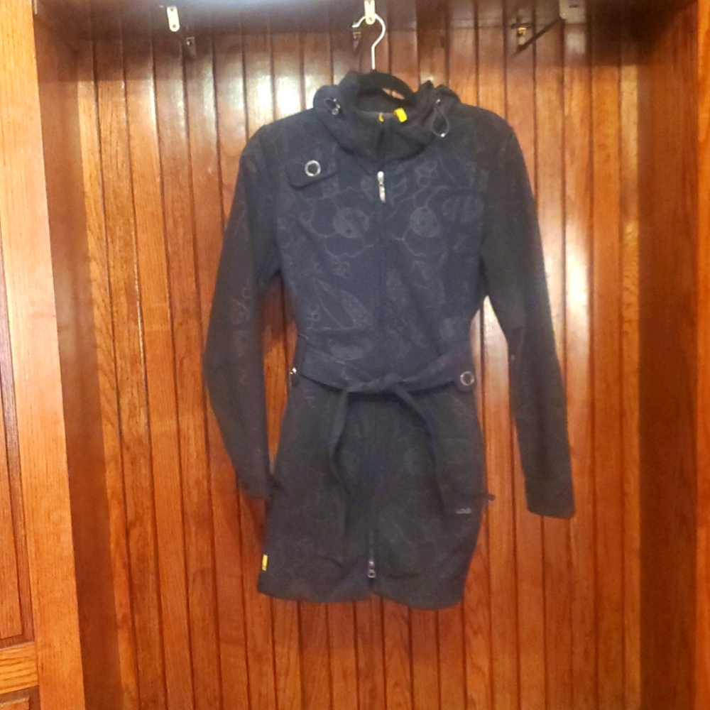 LOLE Black Hooded Jacket with Belt